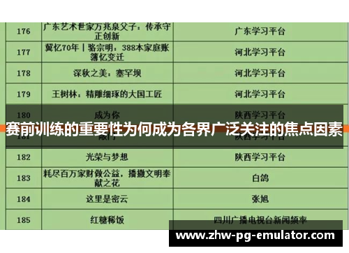 赛前训练的重要性为何成为各界广泛关注的焦点因素